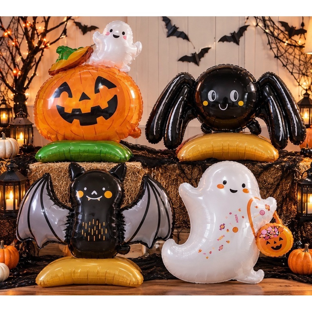 4PCS Halloween Balloons Foil Ghost Spider Bat Pumpkin Party Decorations Lot